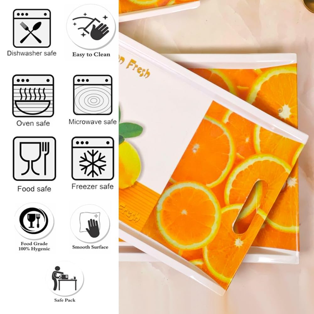FEDOY Crystal by Fedoy Melamine Serving Tray, Set of 3 (Small, Medium and Large Size) Villori Series Tray, Rectangular